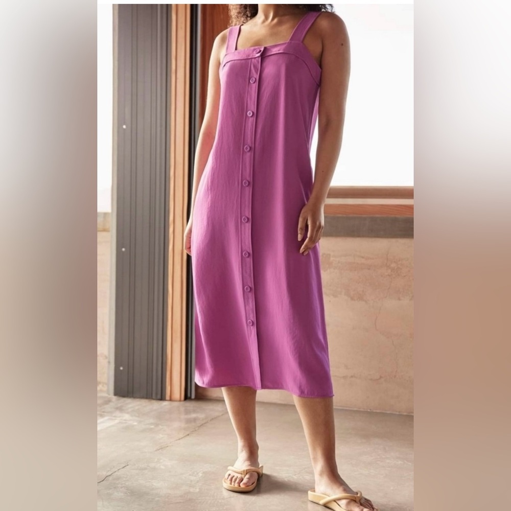 Everlane Japanese Goweave button up dress picnic dress in magenta size 0